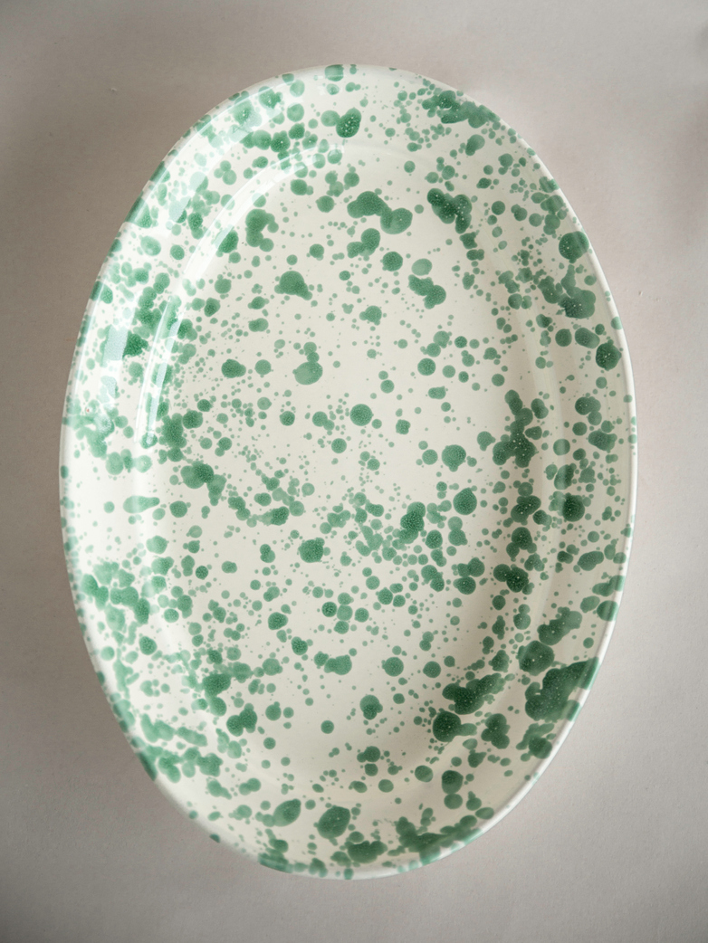 Spruzzi Vivente - Big Oval Plate - Green on Creme