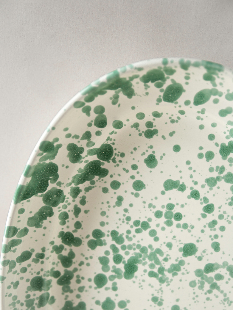 Spruzzi Vivente - Big Oval Plate - Green on Creme