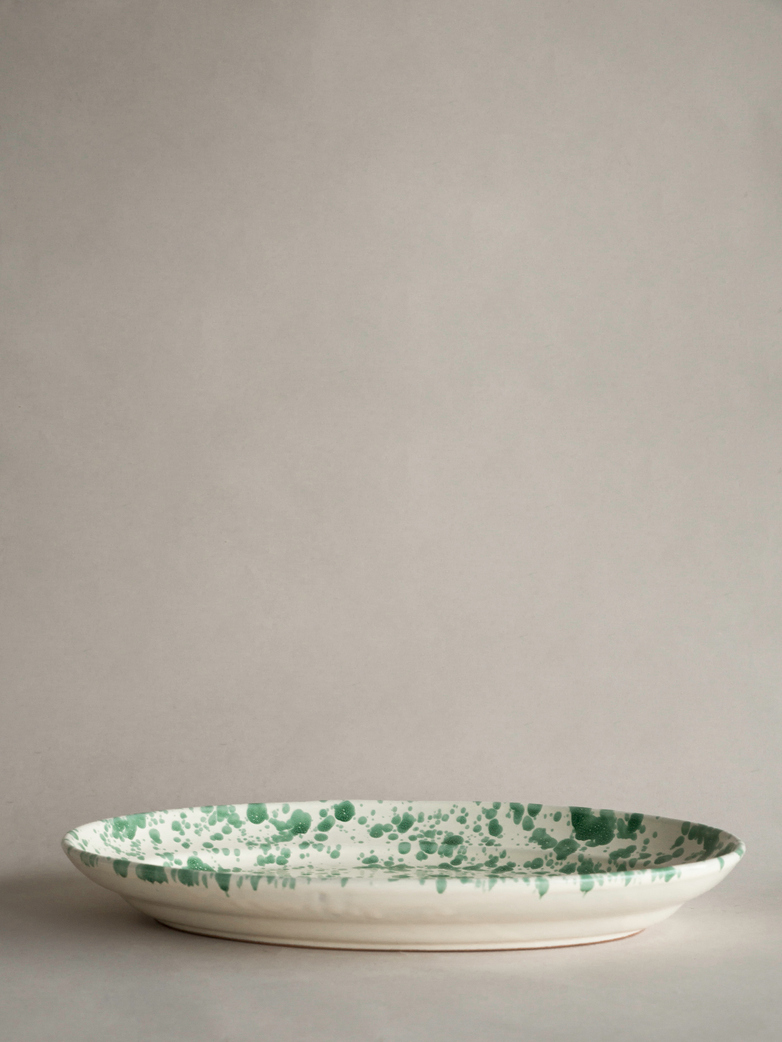 Spruzzi Vivente - Big Oval Plate - Green on Creme