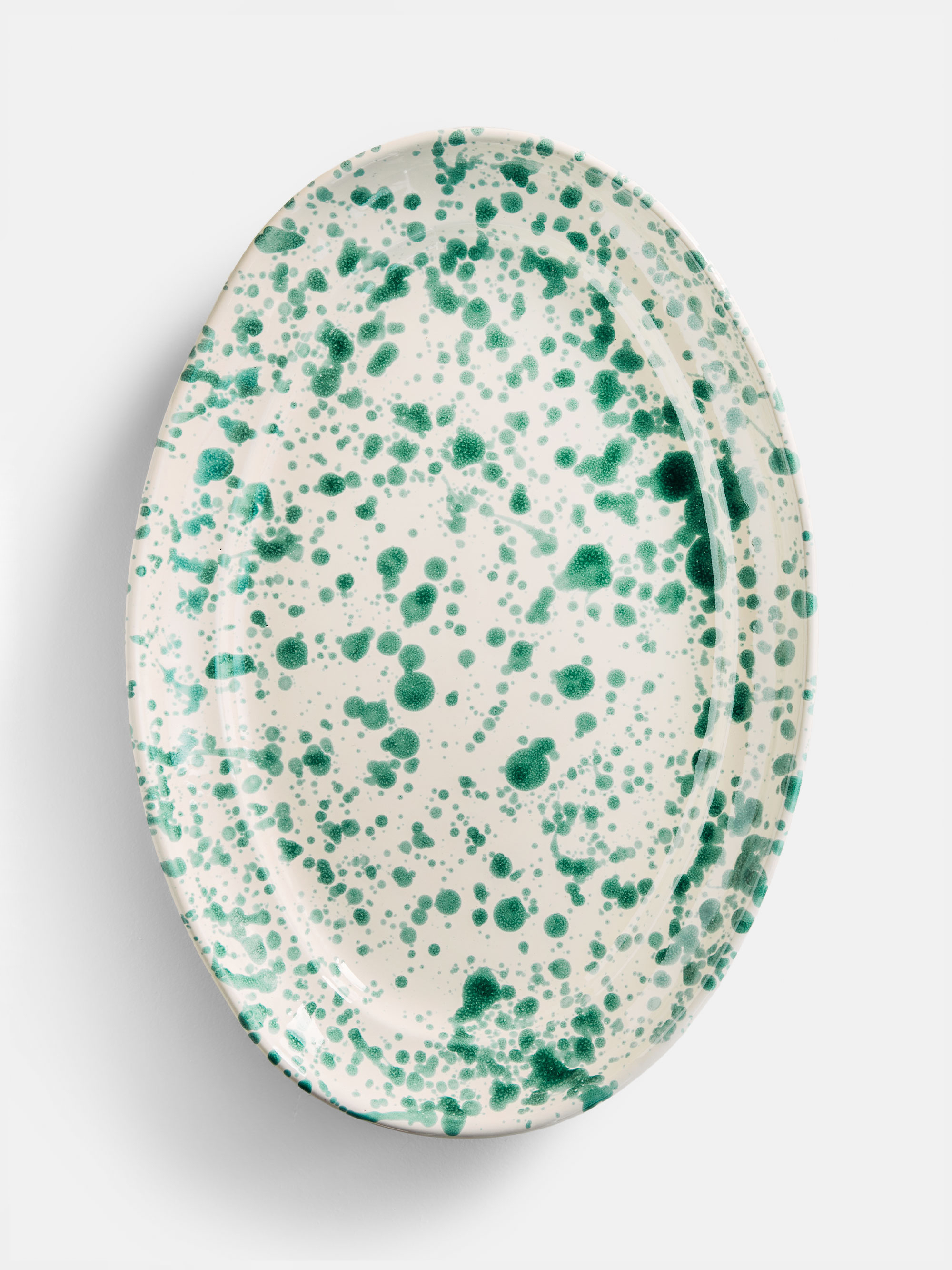 30079 Fd4f02f50d Spruzzi Vivente Big Oval Plate Green On Creme Portrait