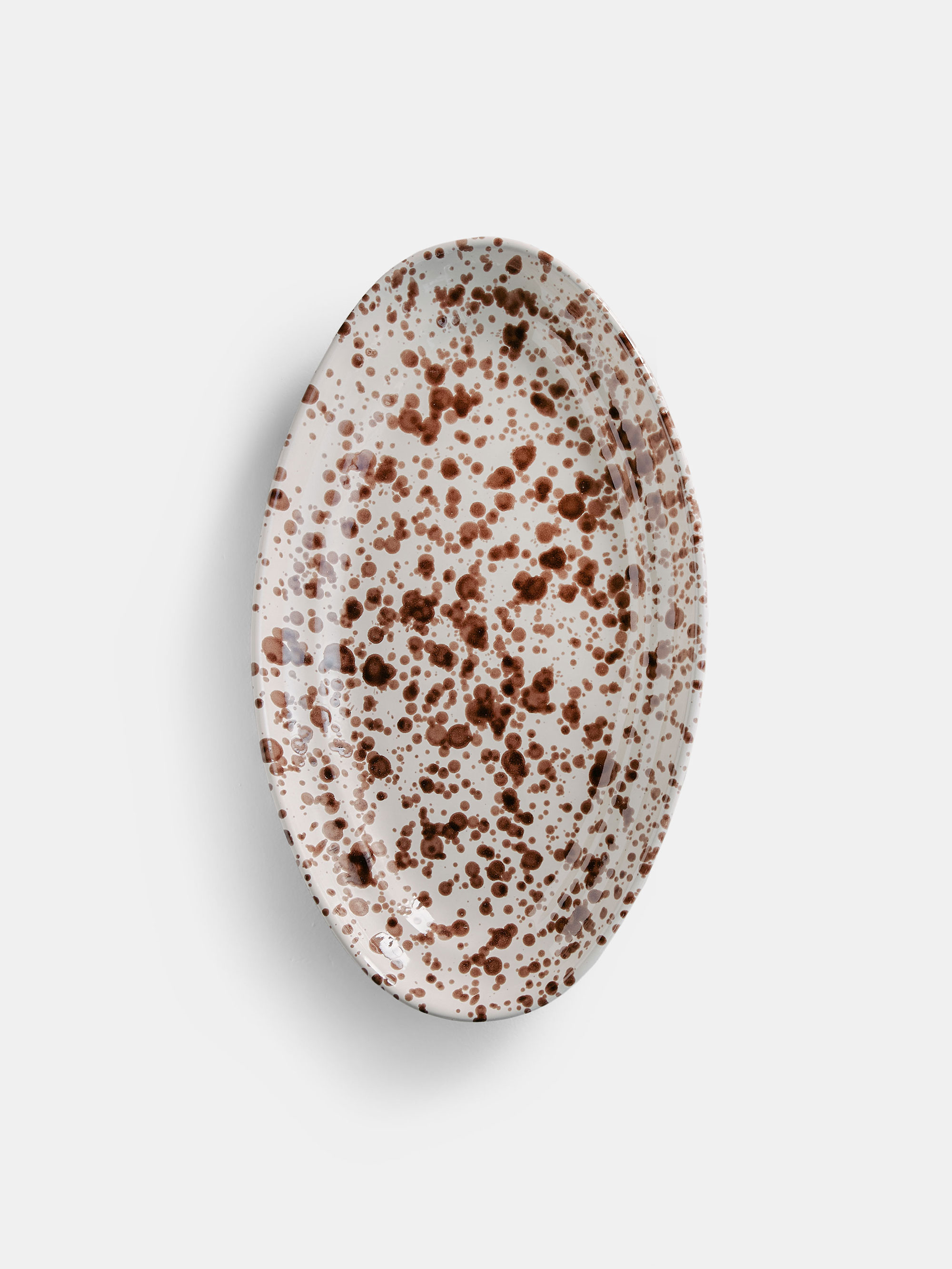30080 0fa264f0f4 Spruzzi Vivente Oval Plate Medium Brown On Creme Portrait