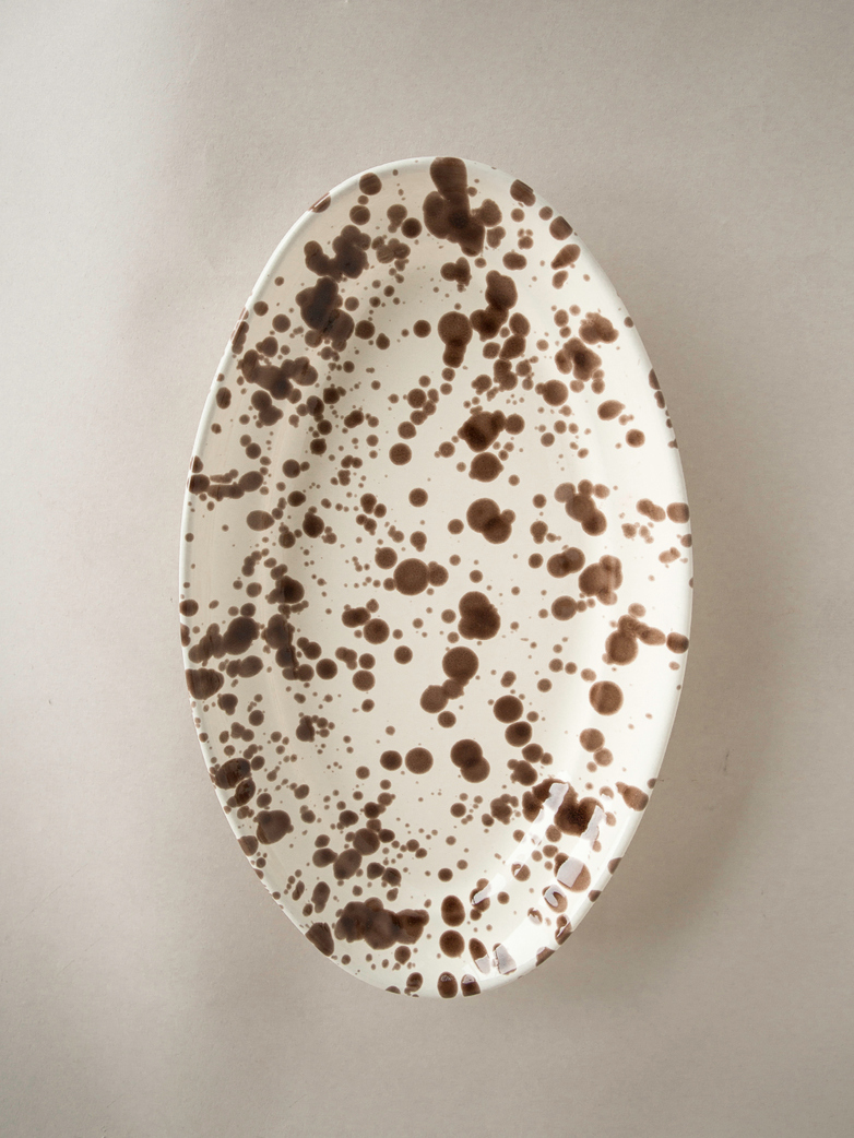 Spruzzi Vivente - Oval Plate Medium - Creme/Brown