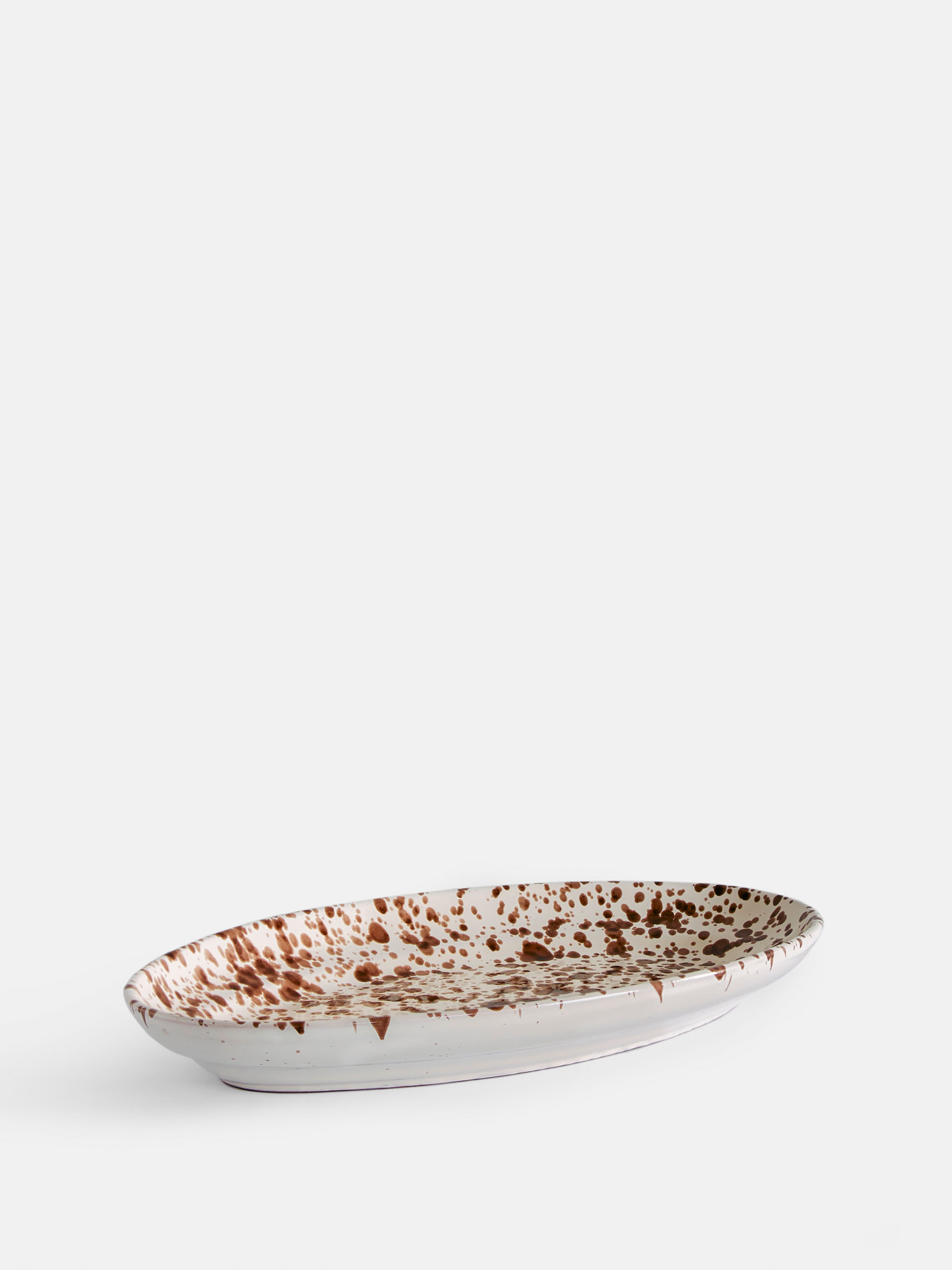 30080 Ea65693af1 Spruzzi Vivente Oval Plate Medium Brown On Creme Portrait