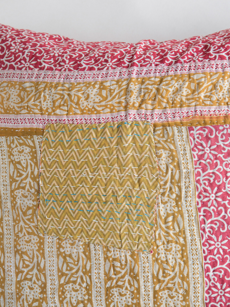 Sari Kantha – Yellow/Red – 65 x 65