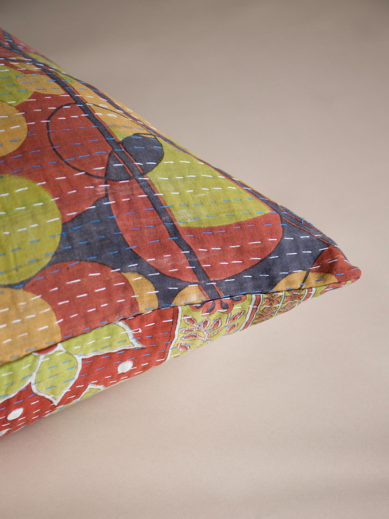 Sari Kantha – Green/Red – 65 x 65