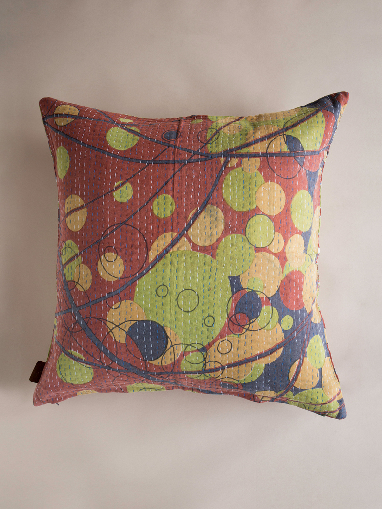 Sari Kantha – Green/Red – 65 x 65