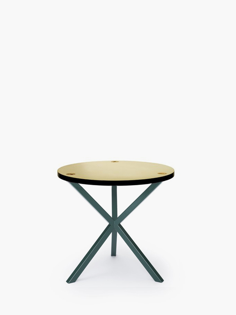 NEB Round Side Table – Brass/Green