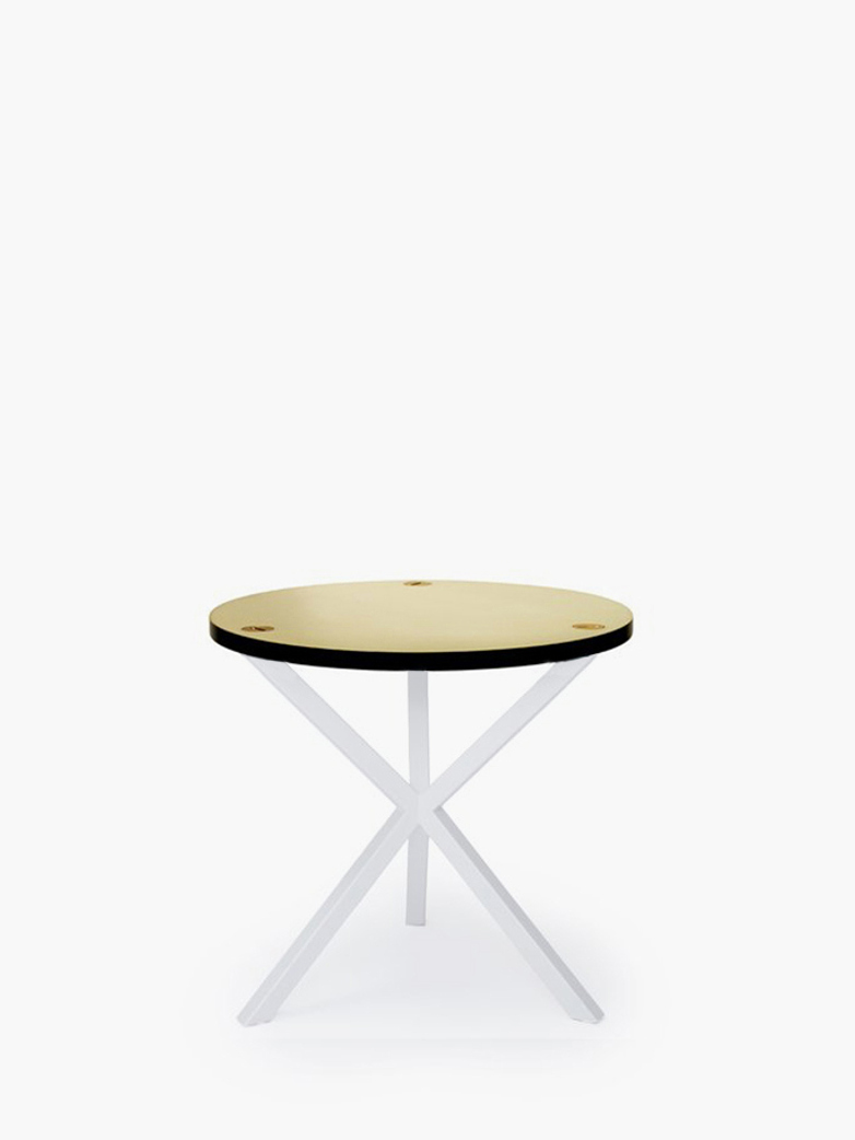 NEB Round Side Table – Brass/White – Low