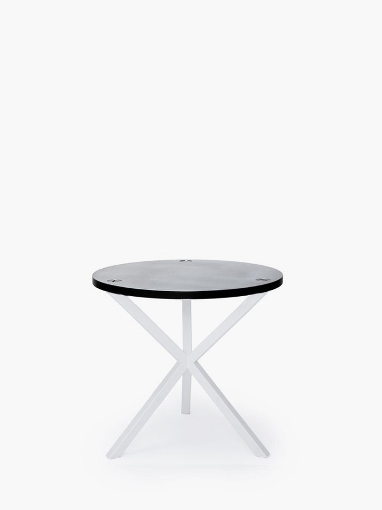 NEB Round Side Table – Zinc/White