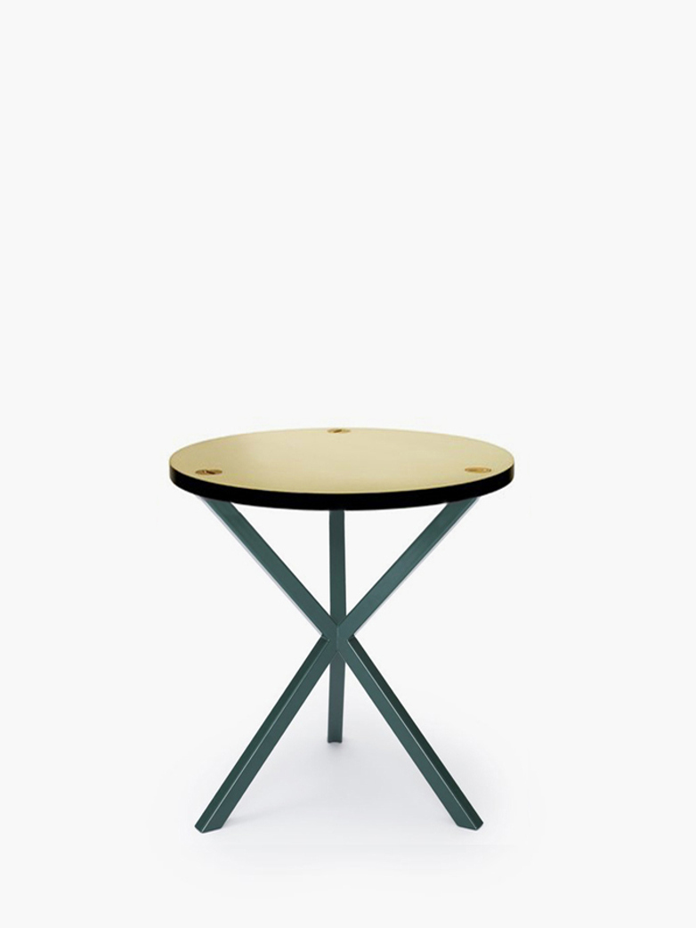 NEB Round Side Table – Brass/Green – Medium