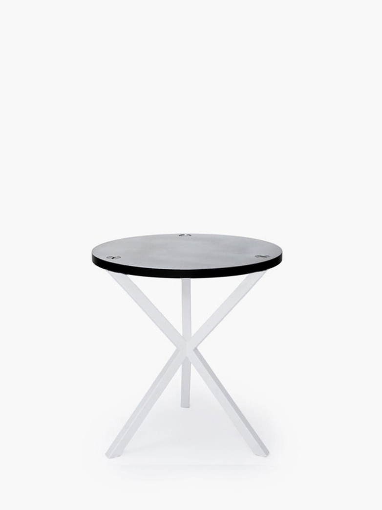 NEB Round Side Table – Zinc/White – Medium