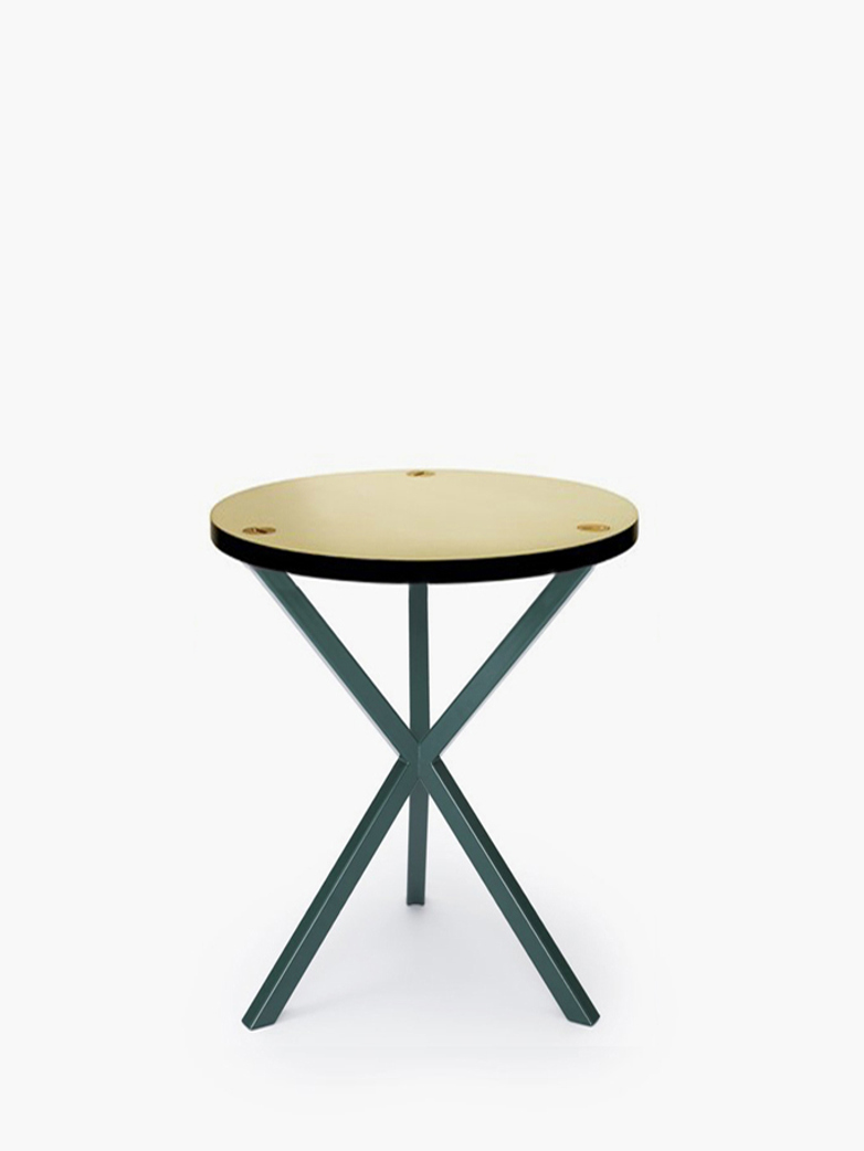 NEB Round Side Table – Brass/Green – High