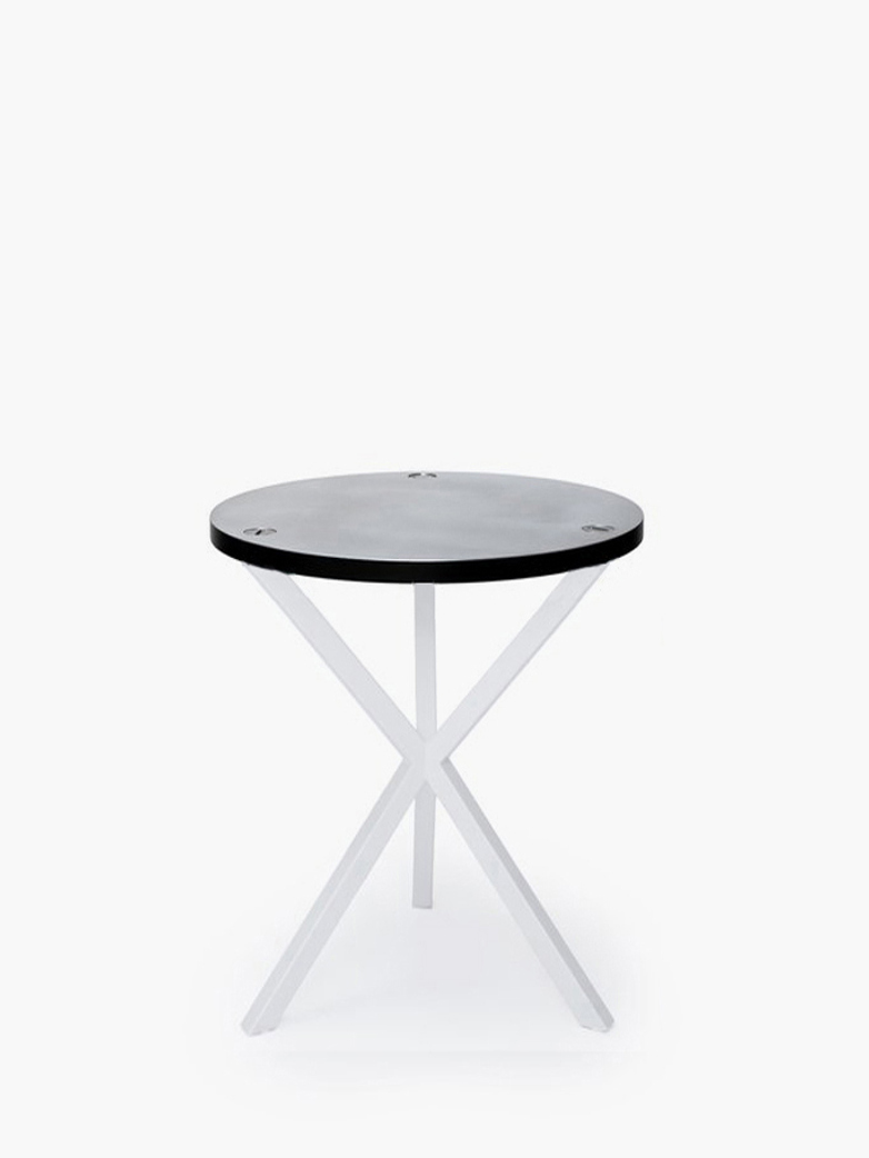 NEB Round Side Table – Zinc/White – High