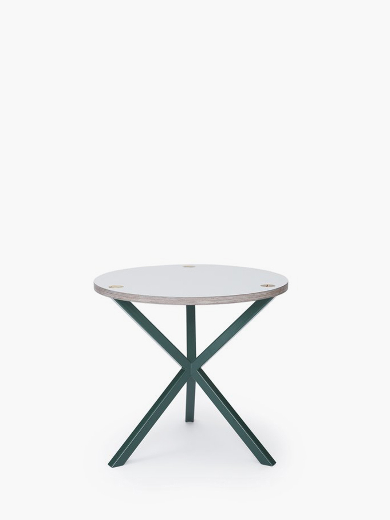 NEB Round Side Table – White Laminate/Green