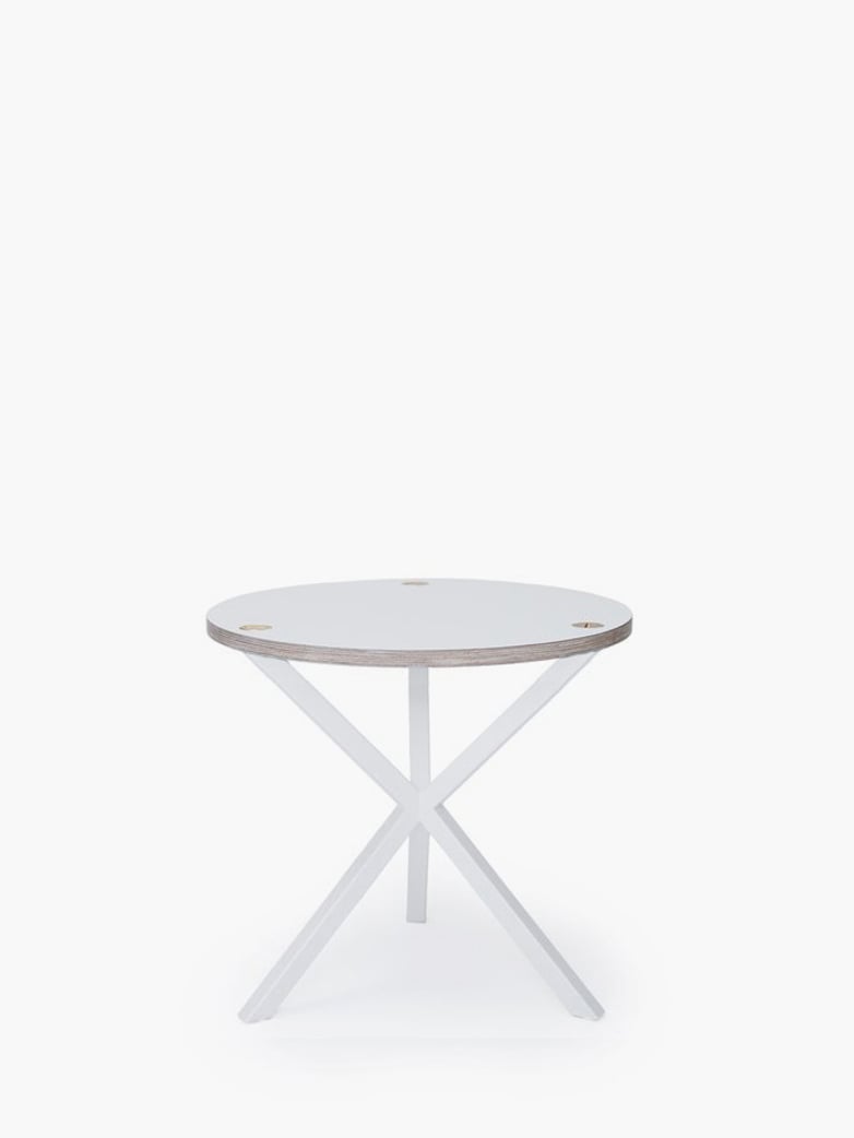 NEB Round Side Table – White Laminate/White – Low