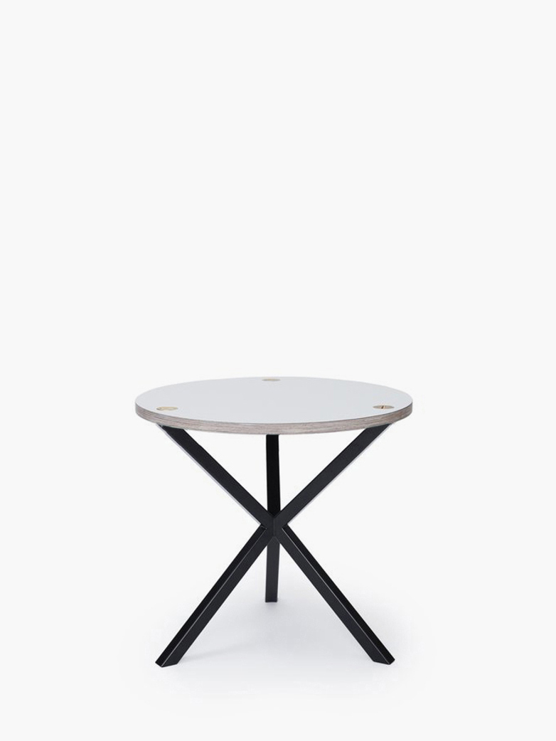 NEB Round Side Table – White Laminate/Black
