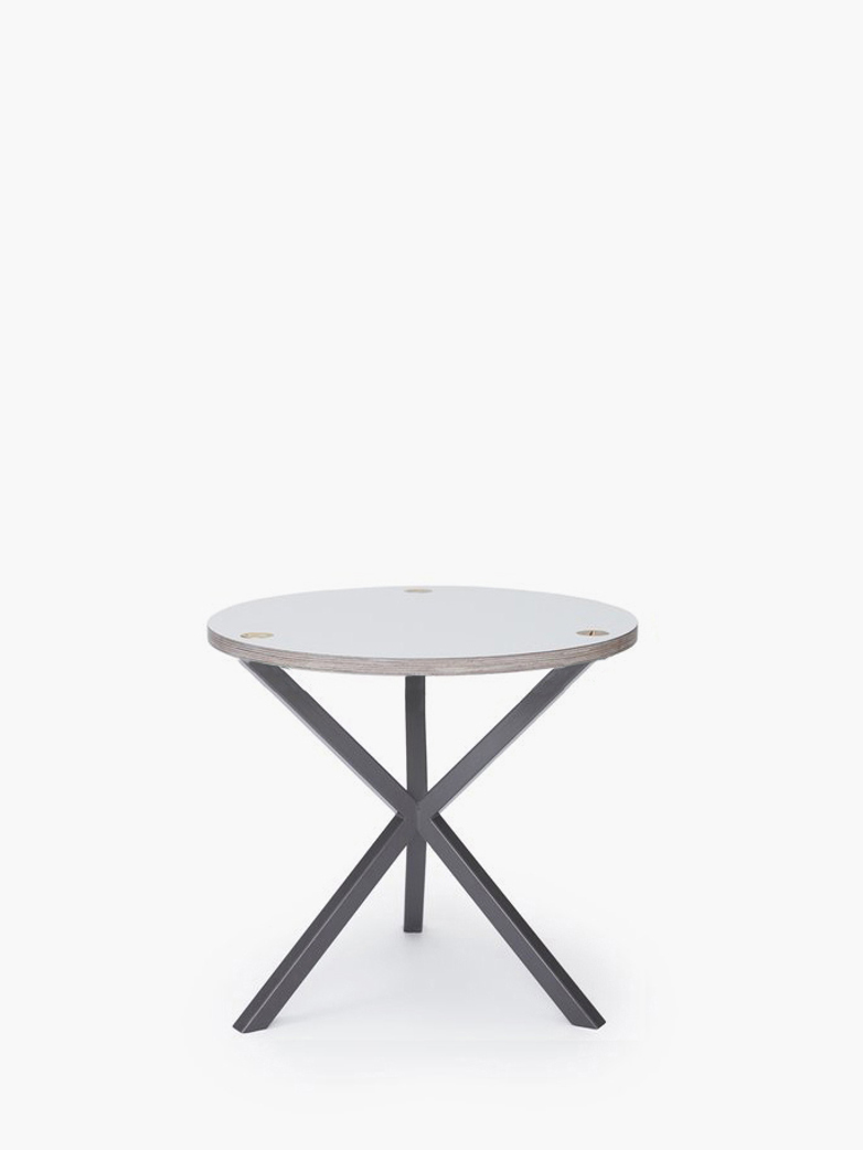NEB Round Side Table – White Laminate/Grey
