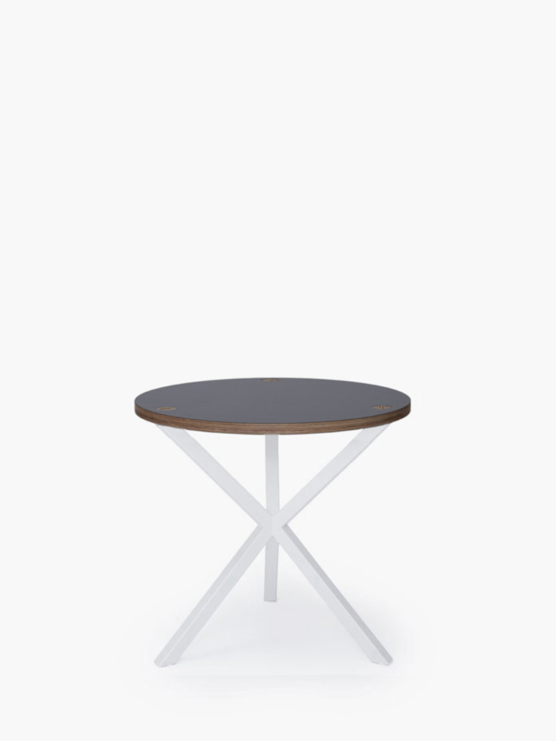 NEB Round Side Table – Grey Laminate/White