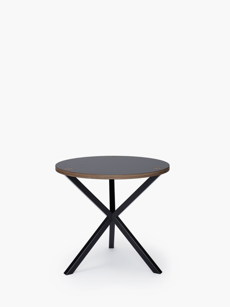 NEB Round Side Table – Grey Laminate/Black