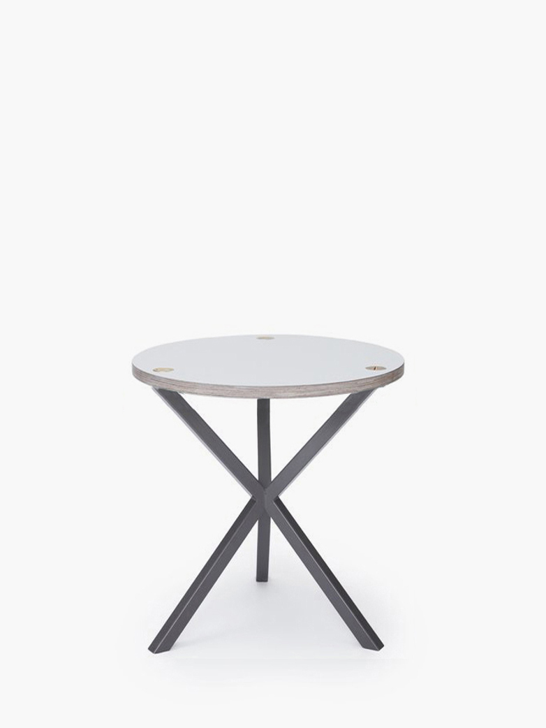 NEB Round Side Table – White Laminate/White – Medium