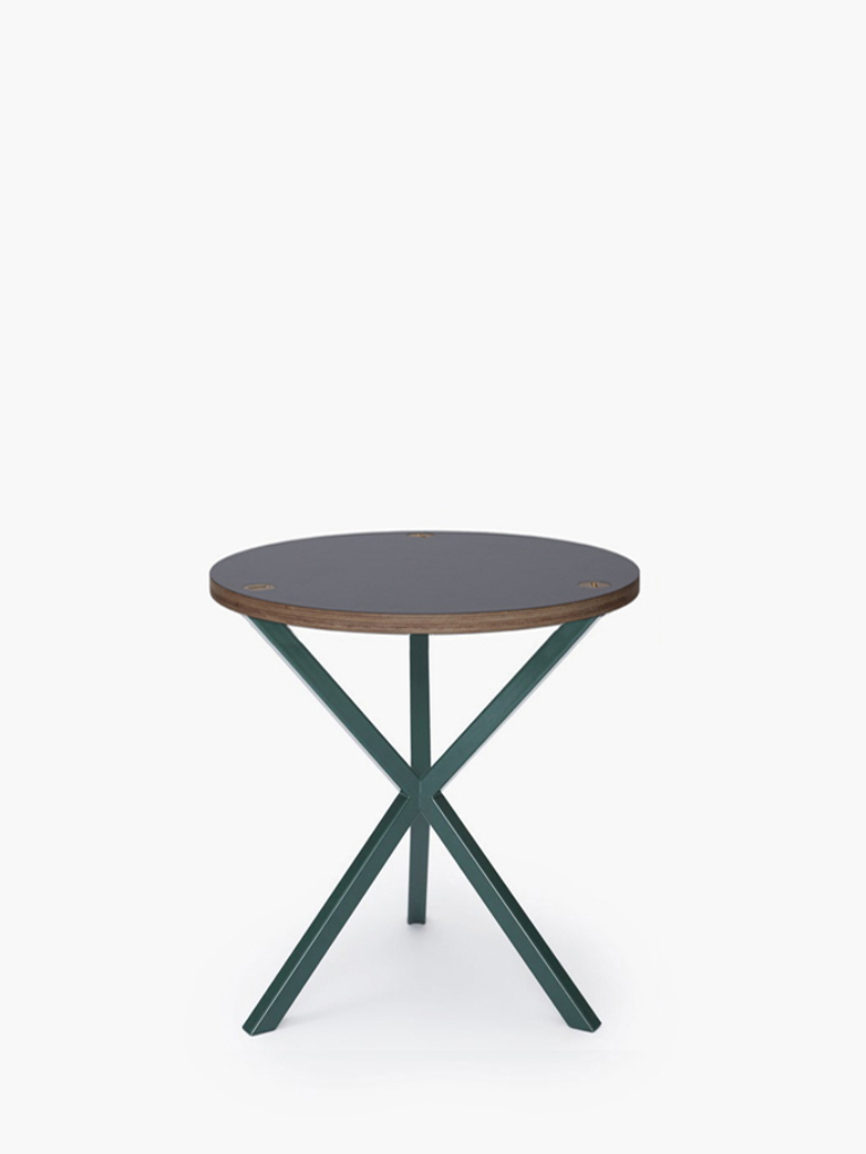 NEB Round Side Table – Grey Laminate/Green – Medium