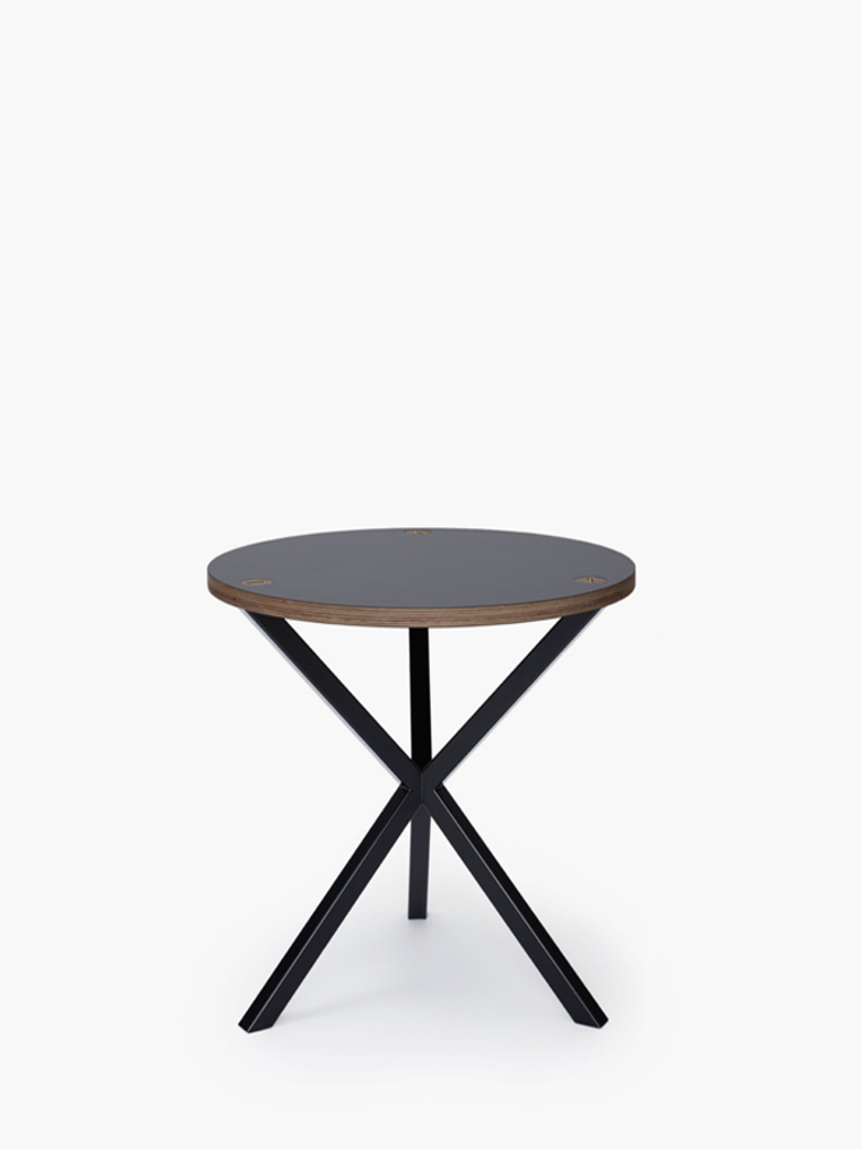 NEB Round Side Table – Grey Laminate/Black – Medium