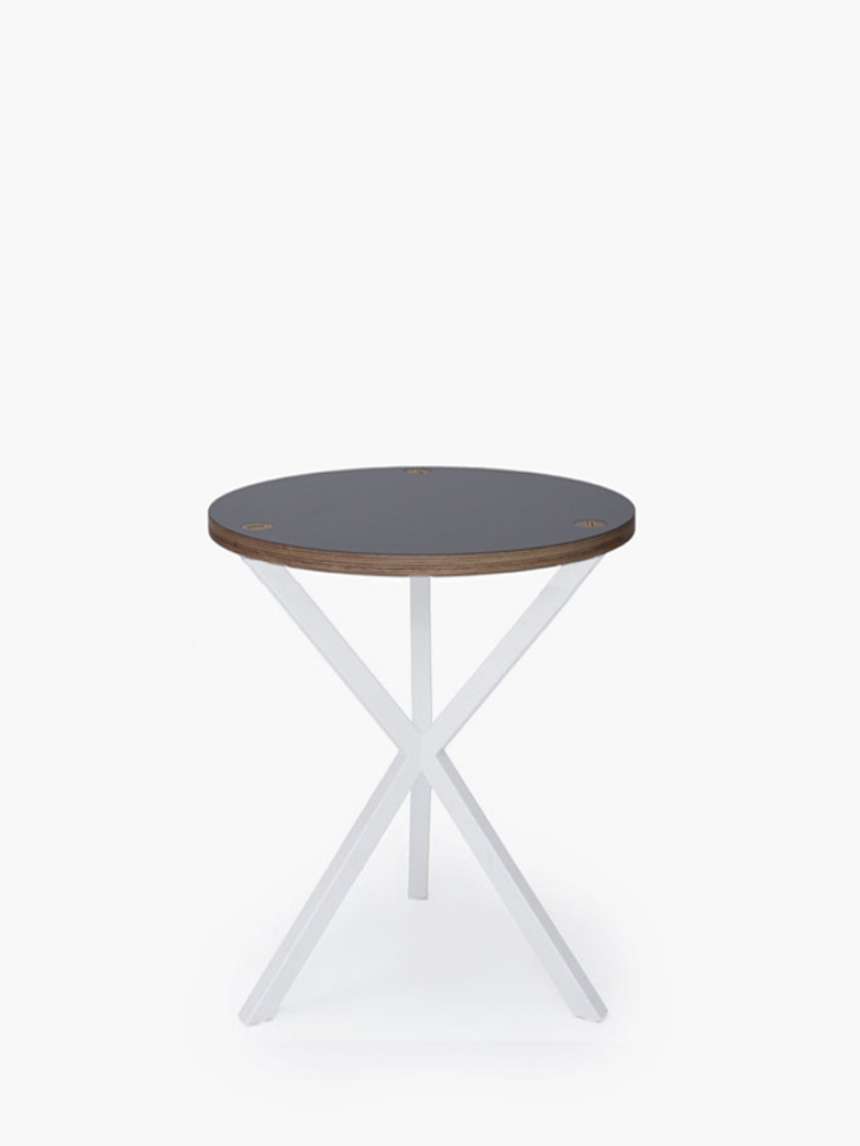 Neb Round Side Table Grey Laminate White High Neb Round Side Table Grey Laminate White High