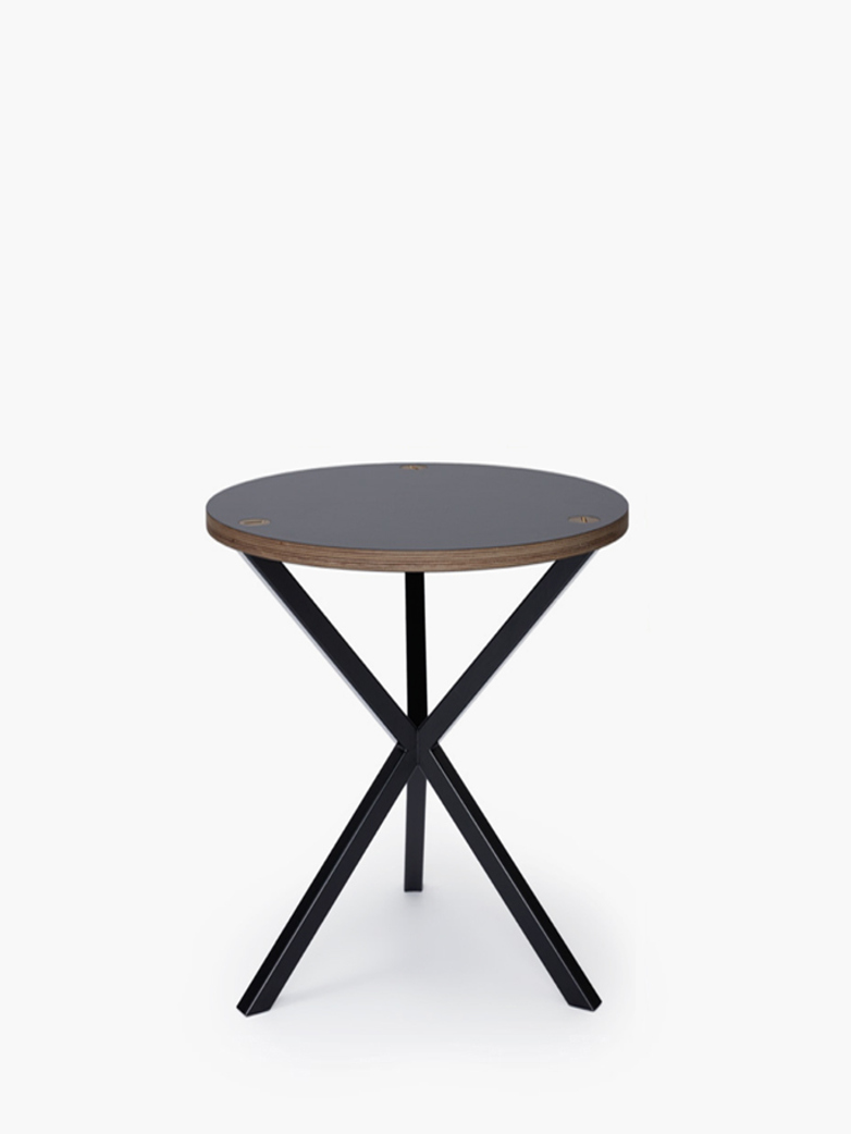NEB Round Side Table – Grey Laminate/Black – High