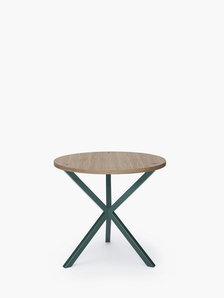 NEB Round Side Table – Clear Oak/Green