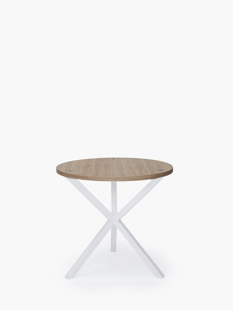 NEB Round Side Table – Clear Oak/White