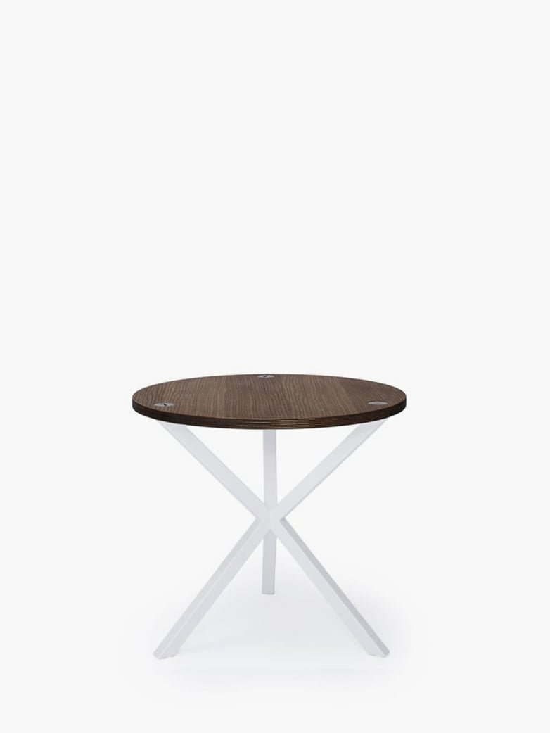 NEB Round Side Table – Walnut Colored Oak/White