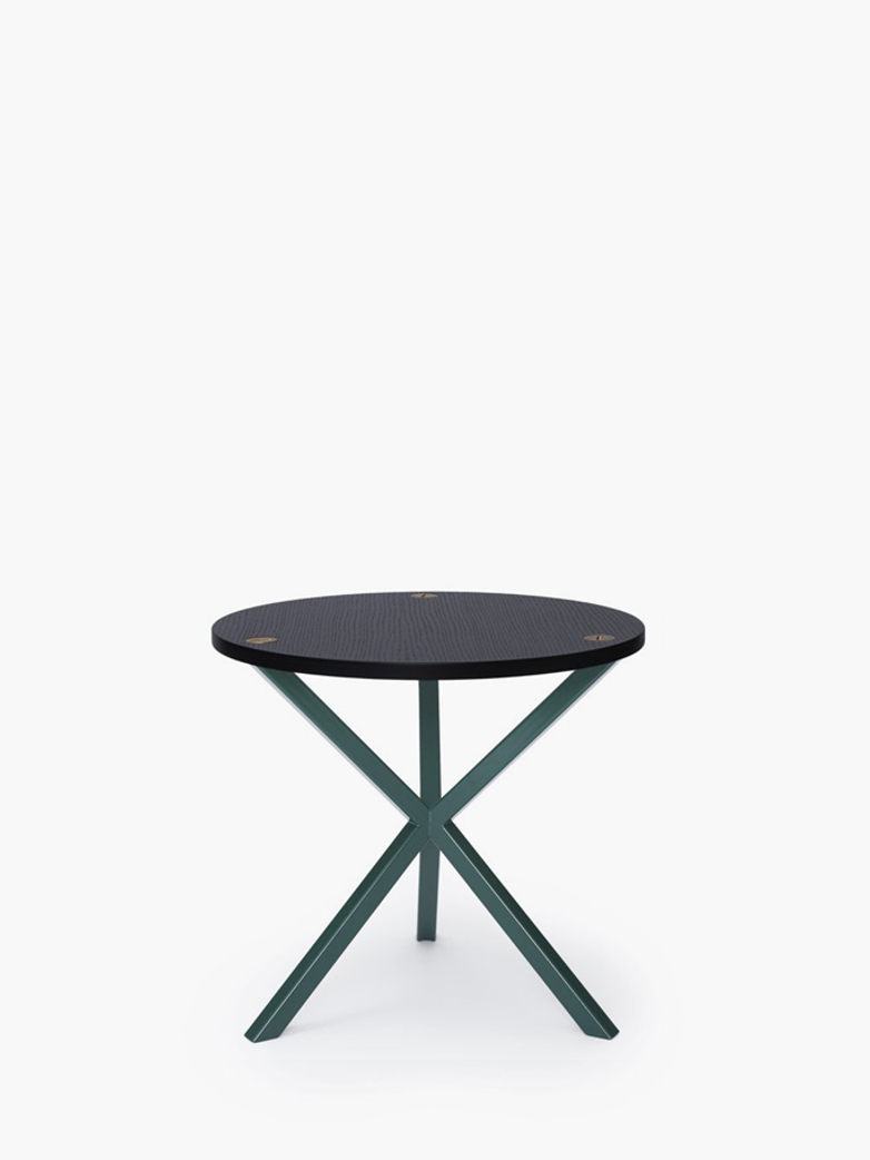 NEB Round Side Table – Black Oak/Green