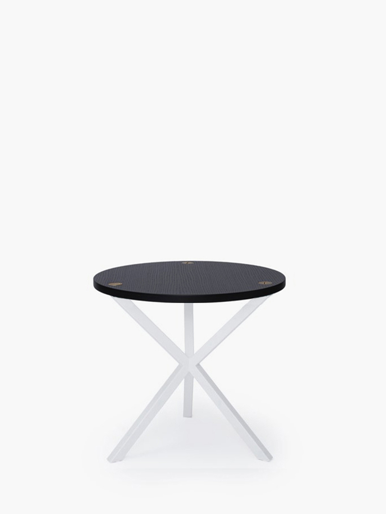 NEB Round Side Table – Black Oak/White