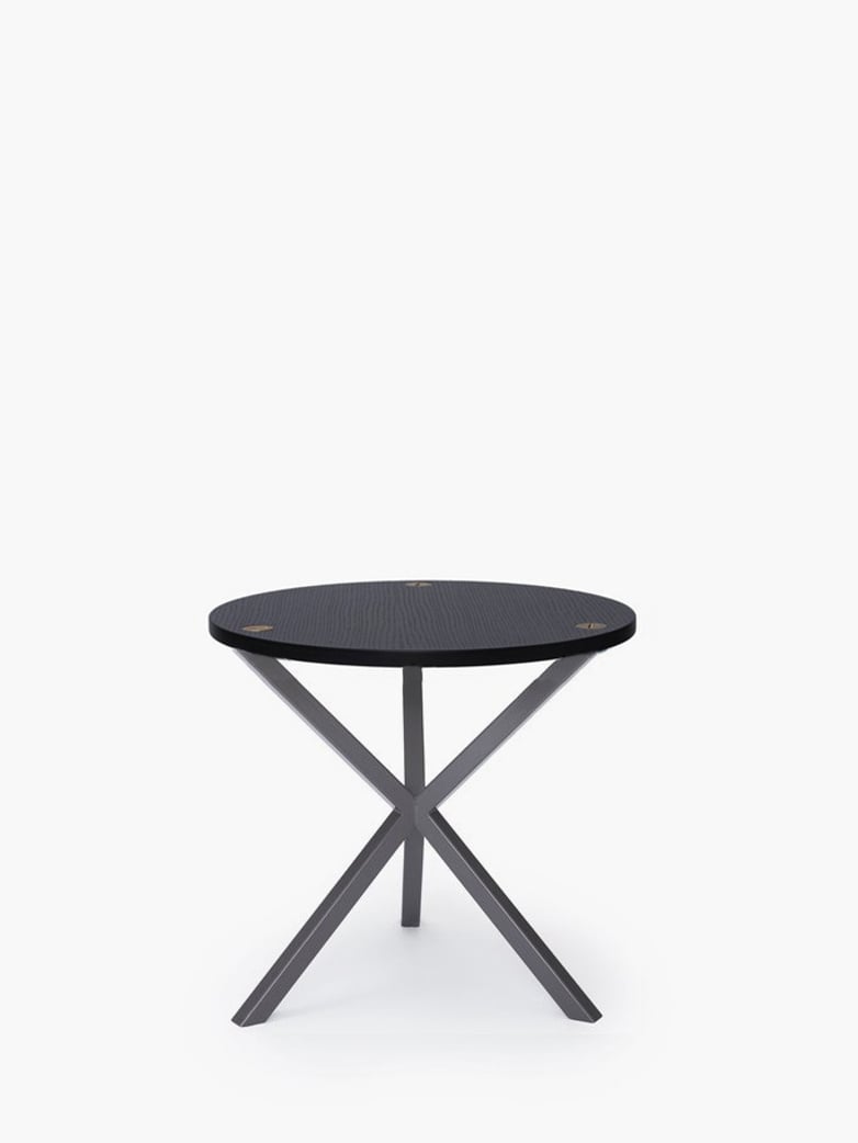 NEB Round Side Table – Black Oak/Grey