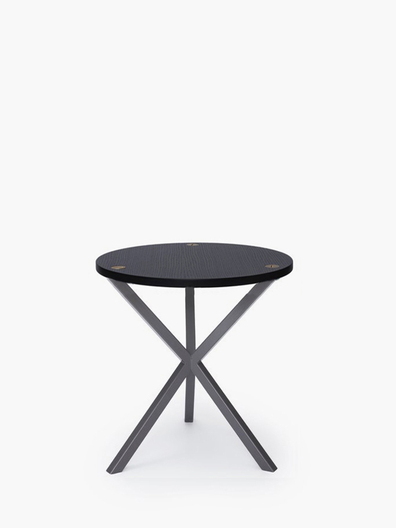 NEB Round Side Table – Black Oak/Grey – Medium