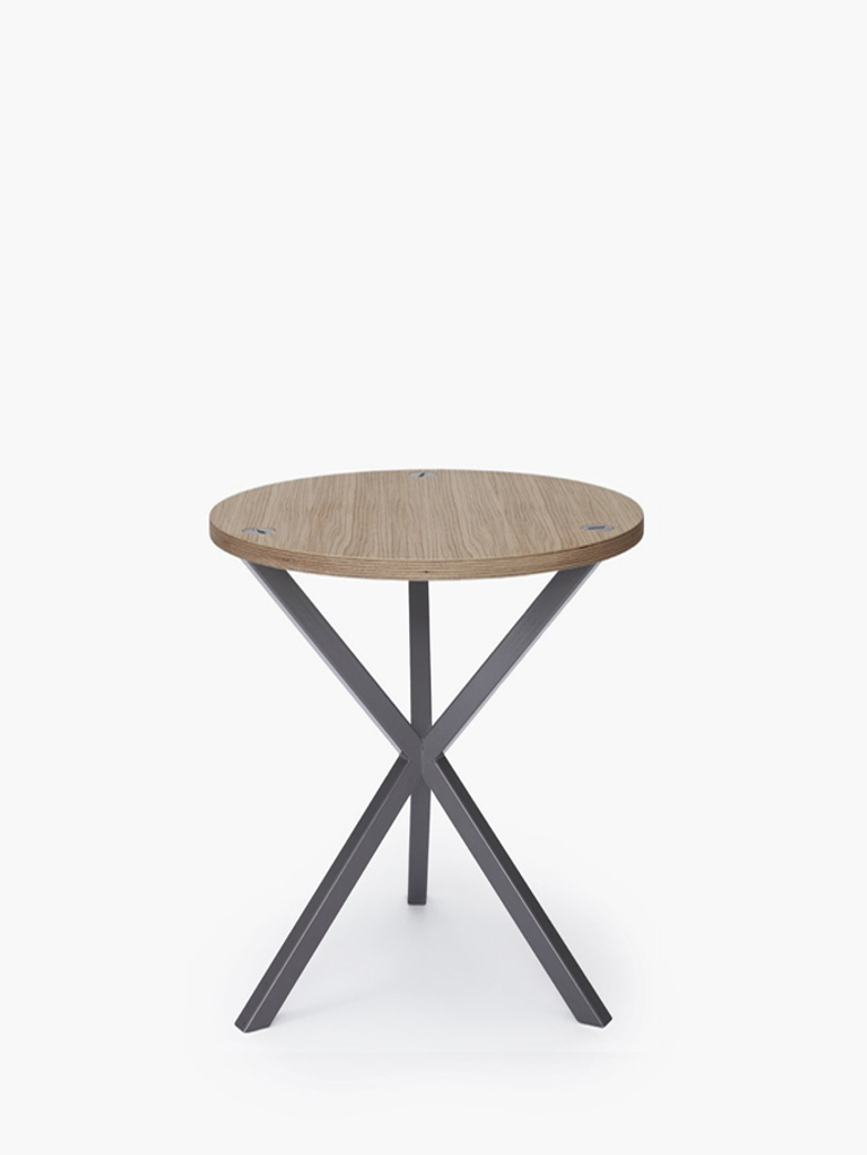 NEB Round Side Table – Clear Oak/Grey – High
