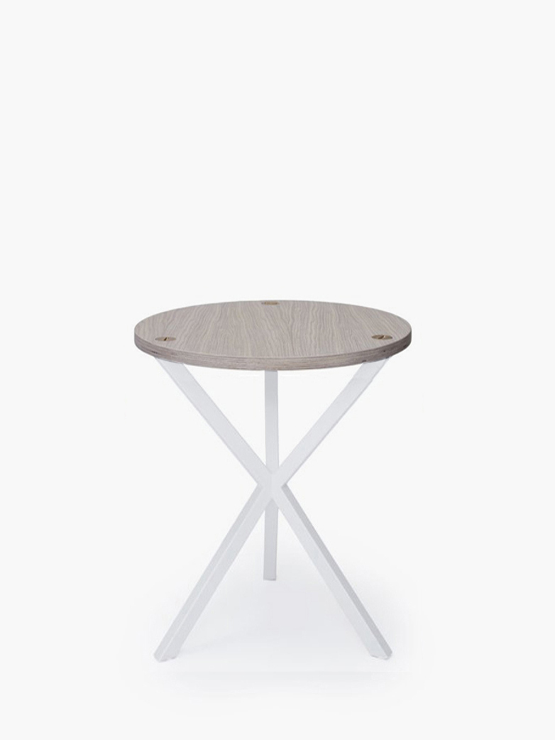 NEB Round Side Table – White Oak/White – High