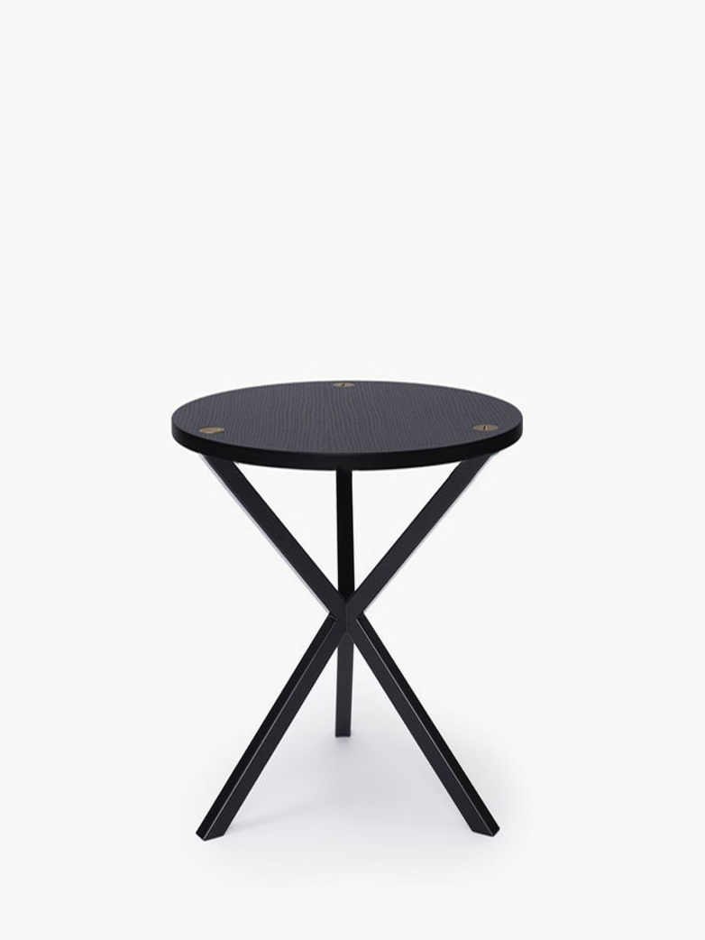 NEB Round Side Table – Black Oak/Black – High