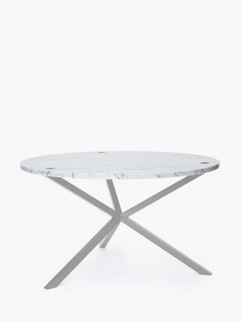 NEB Round Coffee Table – Marble/White – Ø80 – High
