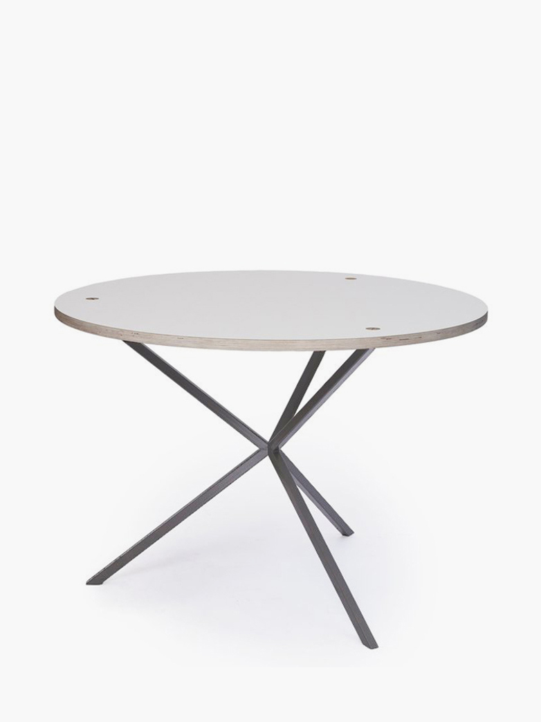 NEB Round Dining Table – White Laminate/Grey