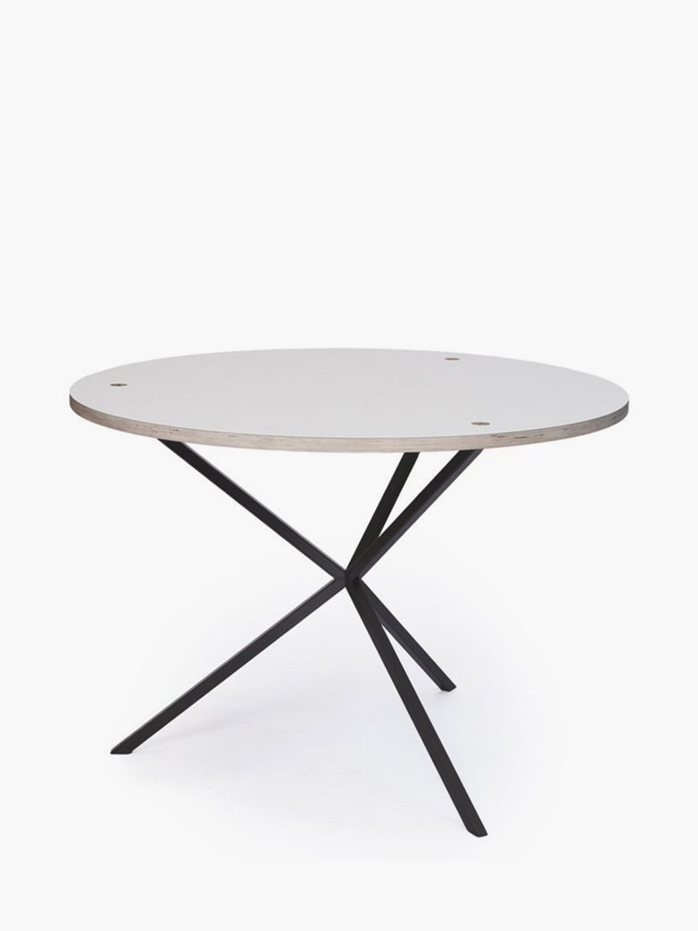 NEB Round Dining Table – White Laminate/Black – Ø100