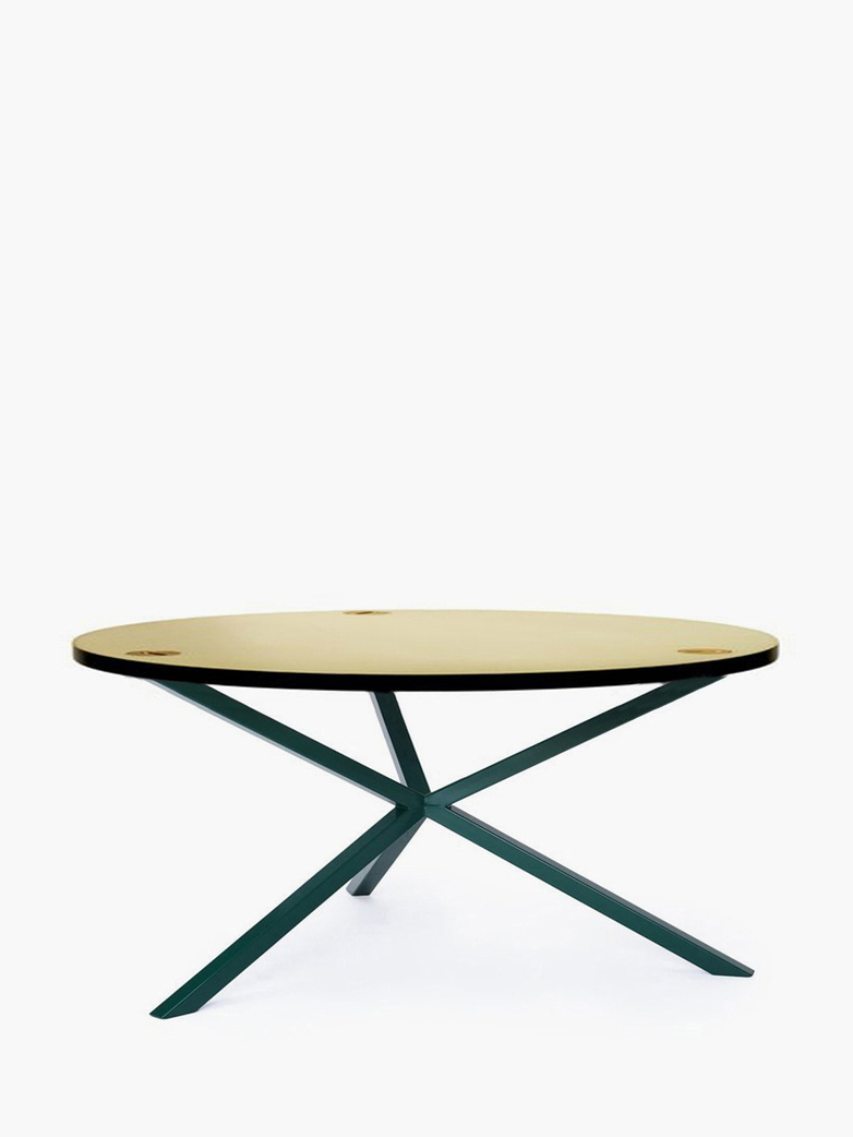 NEB Round Coffee Table – Brass/Green