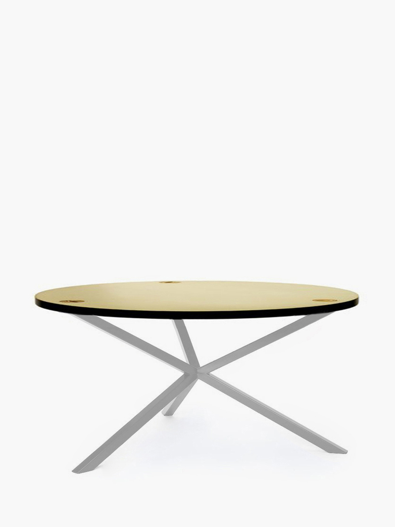 NEB Round Coffee Table – Brass/White