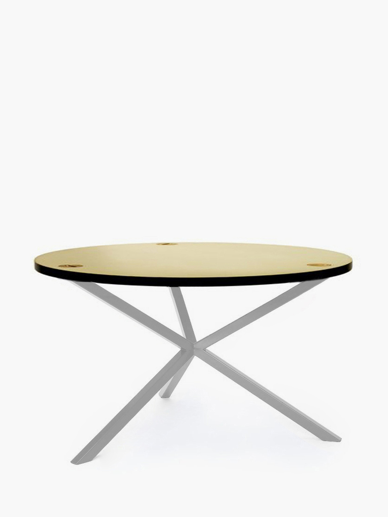 NEB Round Coffee Table – Brass/White – Ø100 – High