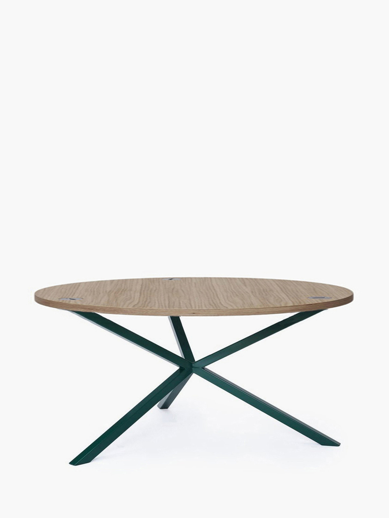 NEB Round Coffee Table – Clear Oak/Green