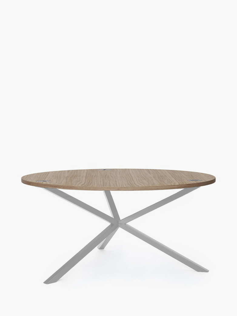 NEB Round Coffee Table – Clear Oak/White