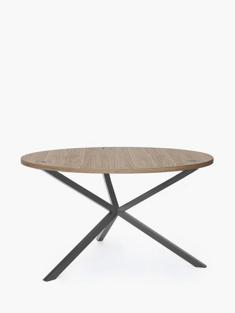 NEB Round Coffee Table – Clear Oak/Grey – Ø80 – High