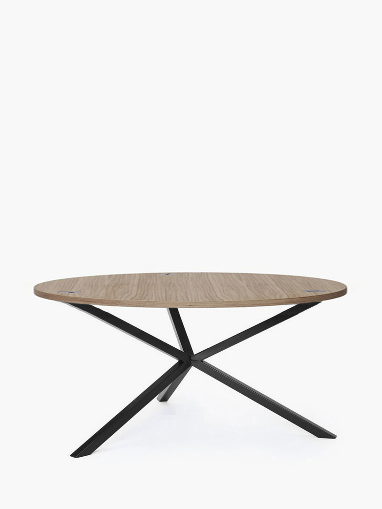 NEB Round Coffee Table – Clear Oak/Black – Ø100 – Low
