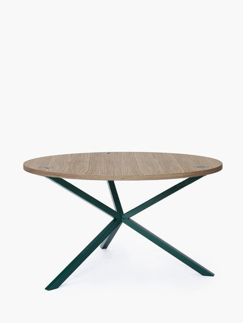 NEB Round Coffee Table – Clear Oak/Green – Ø100 – High