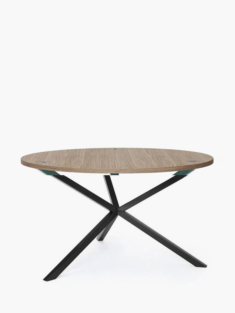 NEB Round Coffee Table – Clear Oak/Black – Ø100 – High